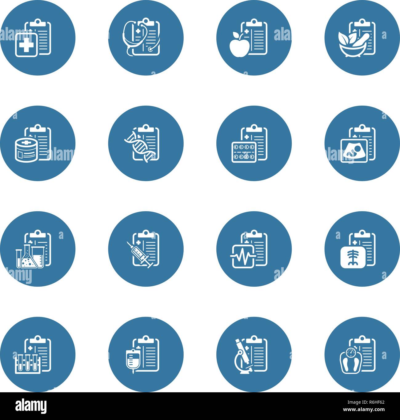 Medical Services and Health Care Flat Icons Set Stock Vector