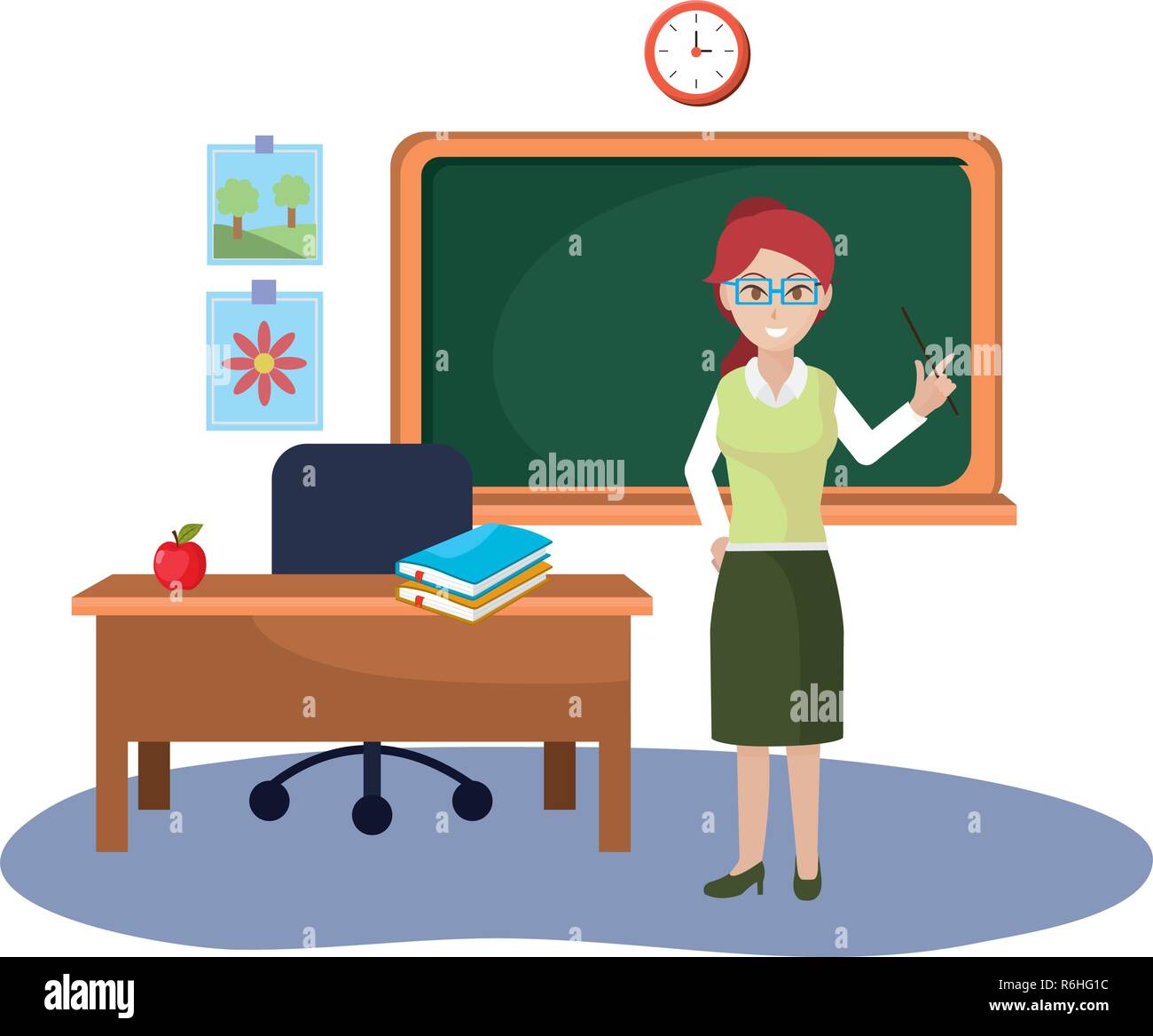 school woman teacher cartoon Stock Vector