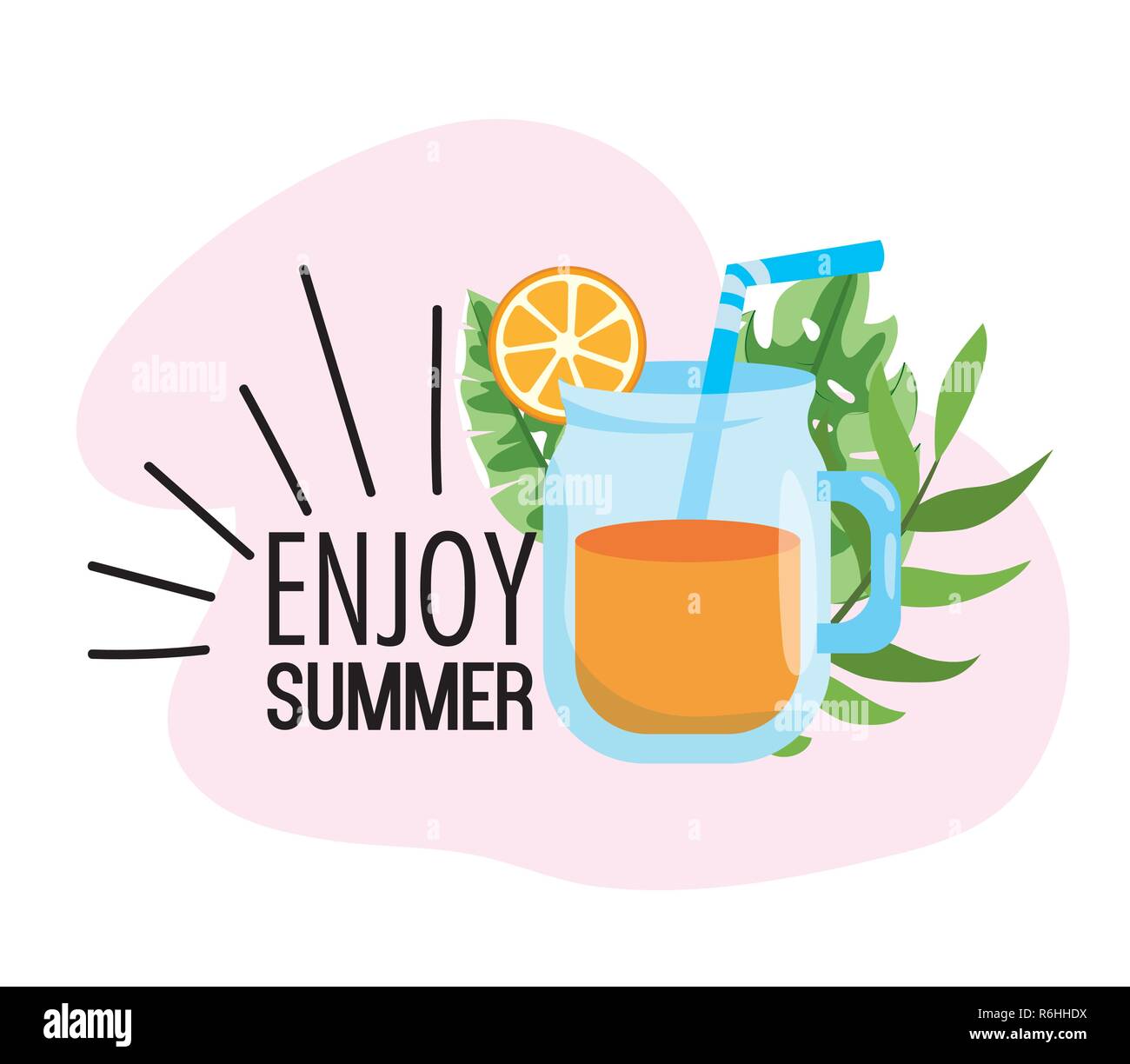 orange juice with tropical leaves plants Stock Vector Image & Art Alamy