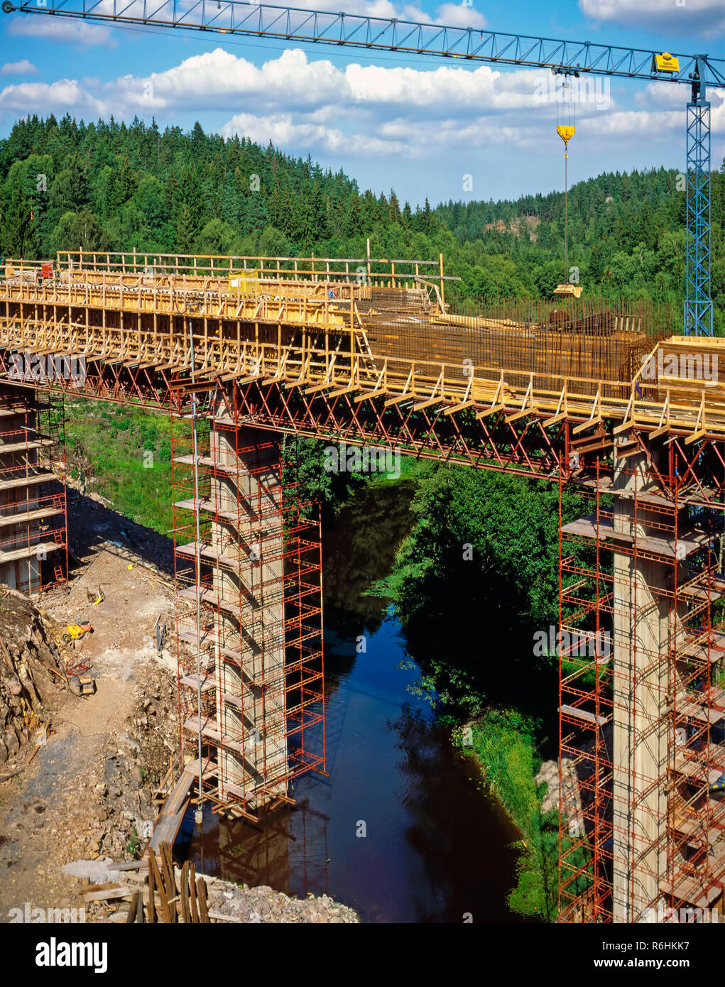 Bridge construction, Sweden Stock Photo
