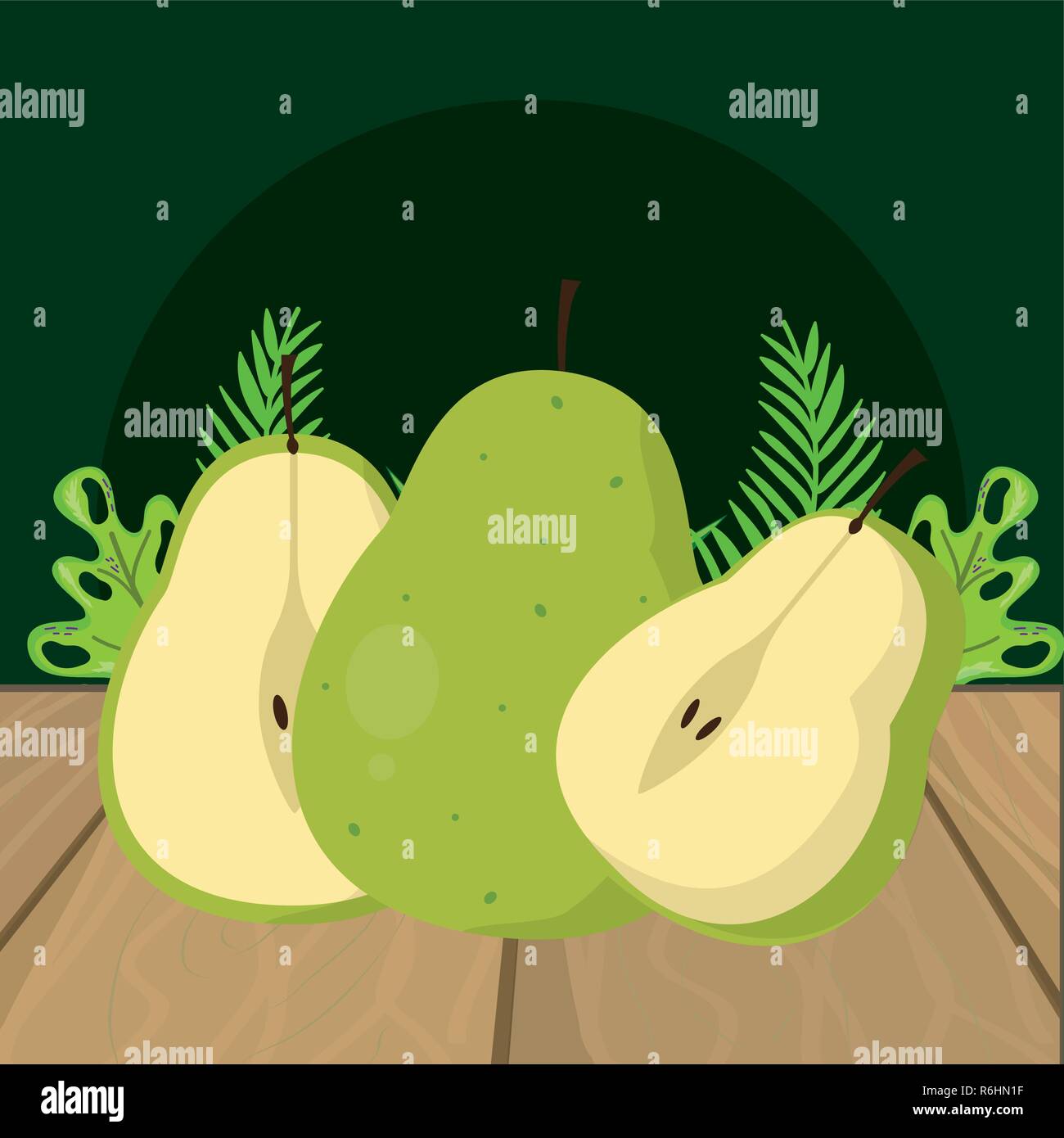 fresh fruits green pear cartoon Stock Vector Image & Art Alamy