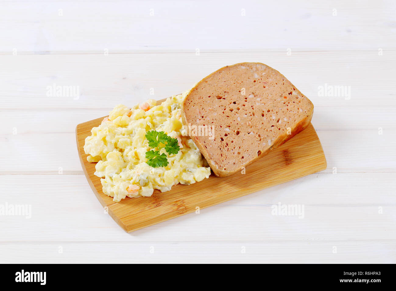 meat loaf with potato salad Stock Photo Alamy