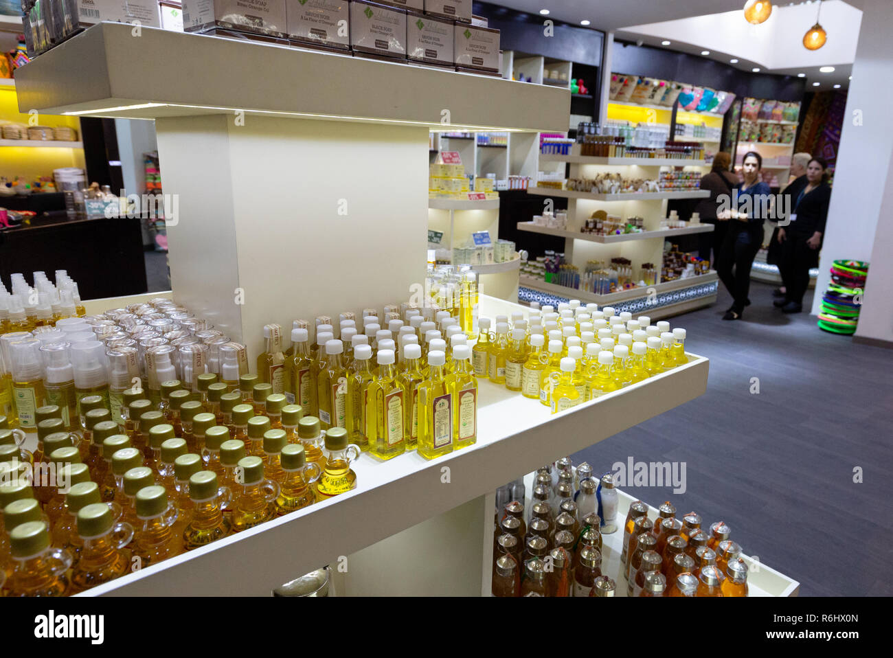 Argan oil for sale in the Duty Free shop. Marrakech airport, Marrakesh