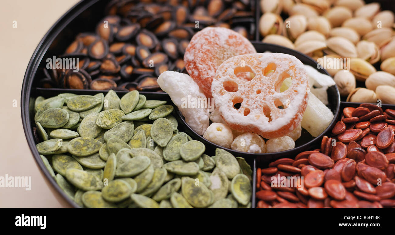 Assorted Chinese snack tray for lunar new year Stock Photo Alamy