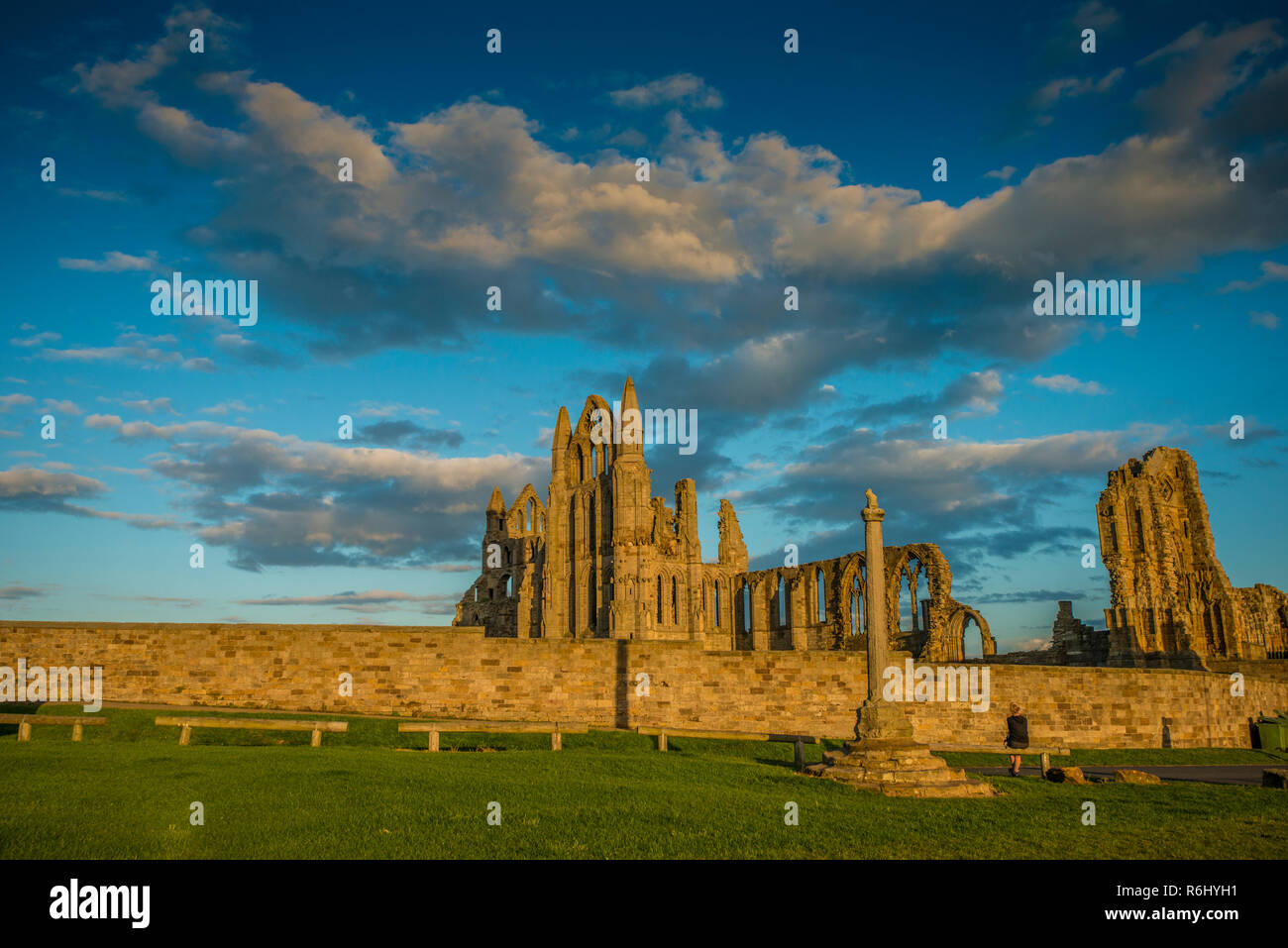 Whitby Abbey, port and civil parish in the Borough of Scarborough and English county of North Yorkshire, August 2017 Stock Photo