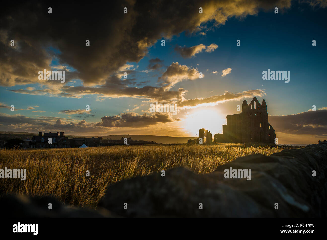 Whitby is a seaside town, port and civil parish in the Borough of Scarborough and English county of North Yorkshire, August 2017 Stock Photo