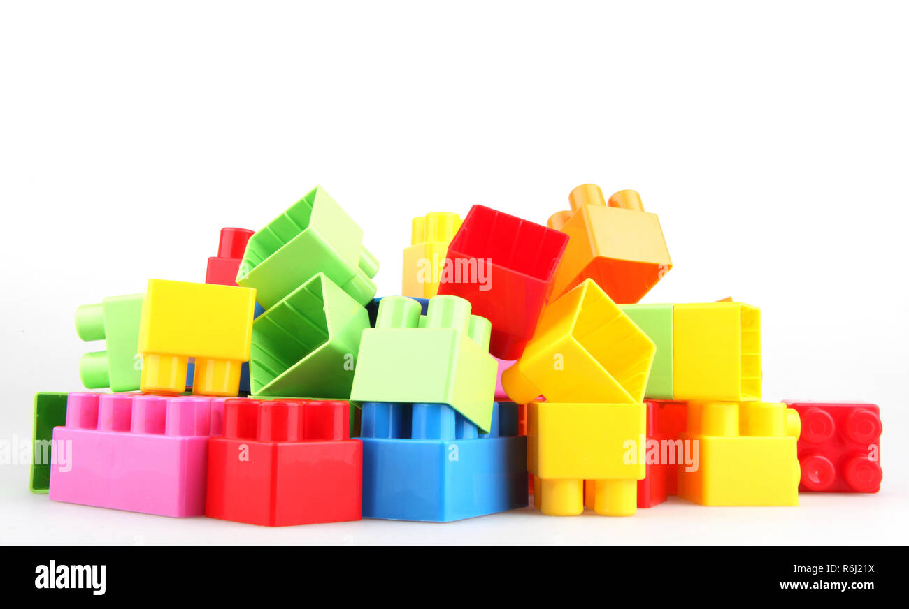 Plastic Toy Blocks Encourage Learning Through Play Stock Photo Alamy
