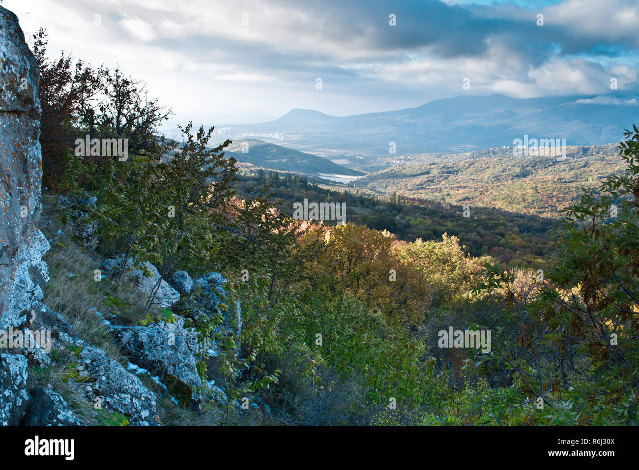 Clouds on the mountain Demerdji. Alushta, Crimea, Ukraine Stock Photo
