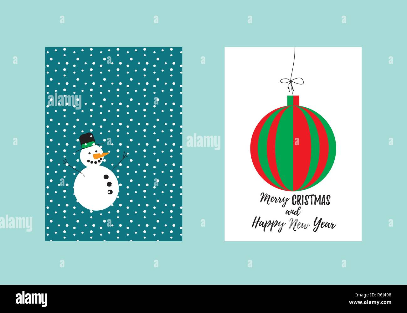 Merry Christmas and Happy New Year vector card Stock Vector