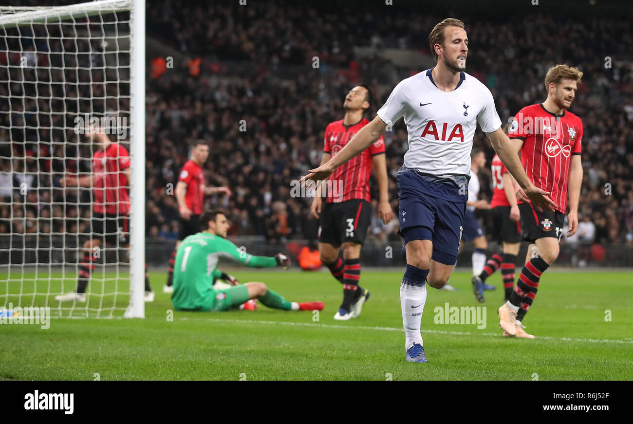 Tottenham Hotspur s Harry Kane right Celebrates Scoring His Side s 