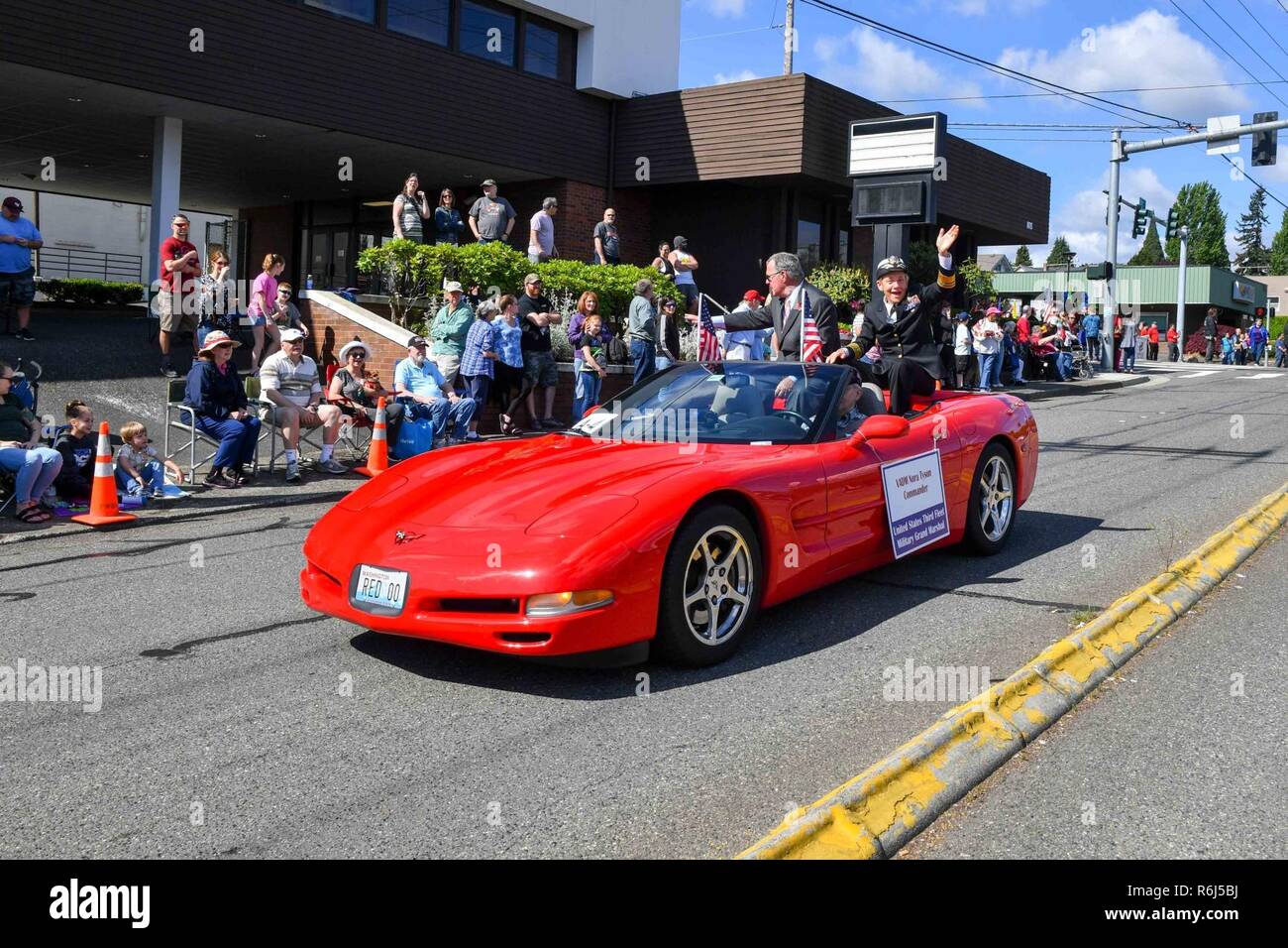 BREMERTON, Wash. (May 20, 2017) Vice Adm. Nora Tyson, commander, U.S. 3rd Fleet, serves as grand marshal during the 69th annual Bremerton Armed Forces Day Parade in Bremerton, Washington.  During her visit to the Pacific Northwest, Tyson also visited Naval Base Kitsap and spoke with Sailors at various all hands calls. Bremerton Armed Forces Day Parade is the largest and longest running Armed Forces Day parade in the nation. Stock Photo