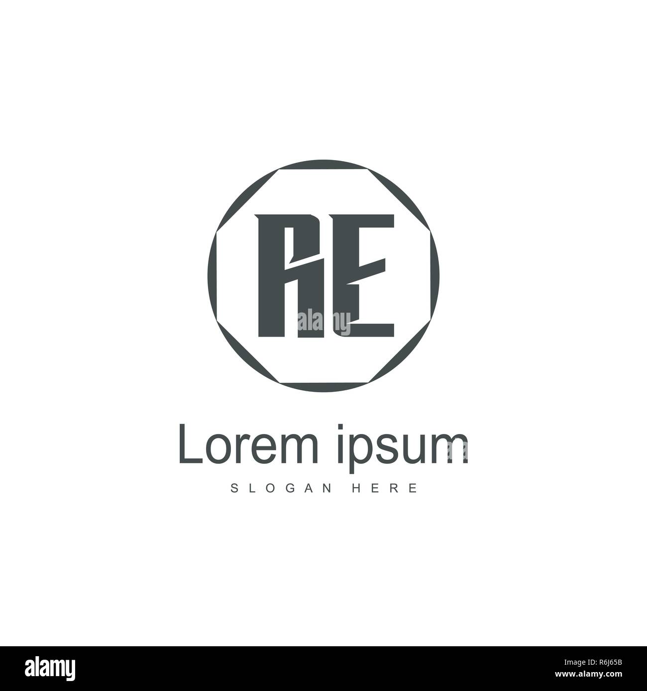 RE Logo template design. Initial letter logo template design Stock ...