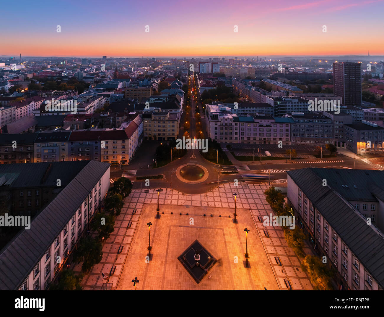 The City Skyline At Sunset In Ostrava Czech Republic Europe Stock 