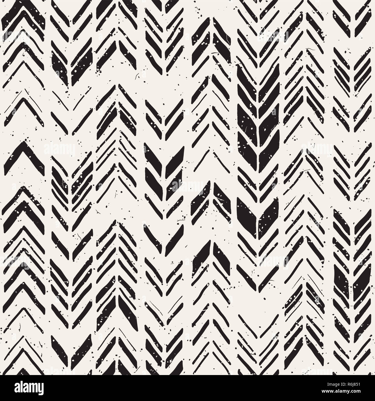 Vector seamless freehand pattern. Doodle monochrome print hand drawn ...