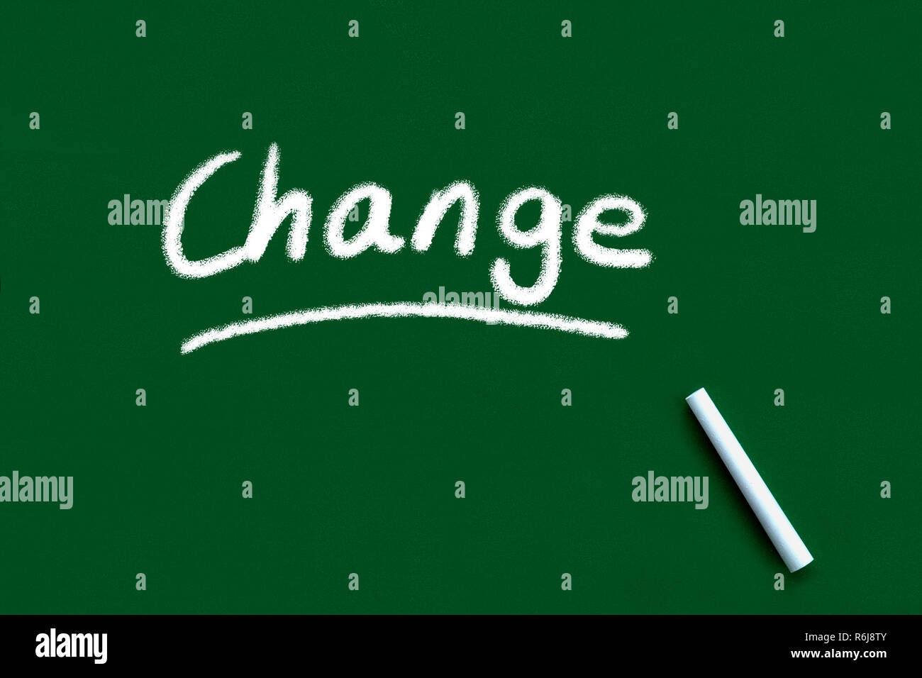 Change handwritten and underlined on blackboard or chalkboard Stock Photo