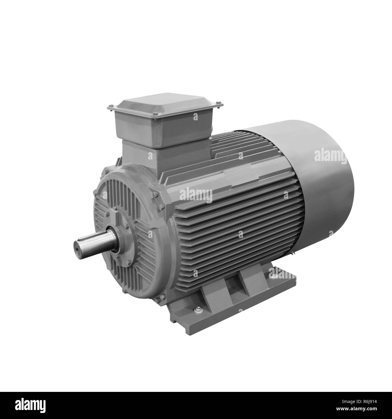 Electric motor, 3D rendering black and white isolated on white Stock  Illustration