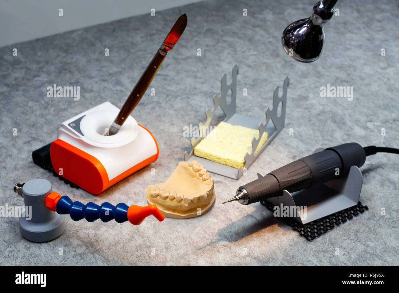 dentist orthopedist tools, workplace of dental orthopedist, scalpel