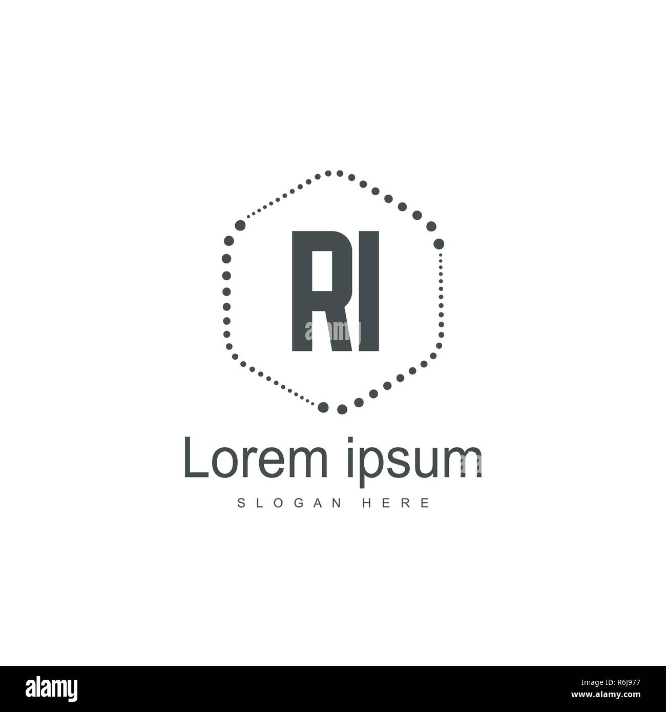 RI Logo template design. Initial letter logo template design Stock Vector