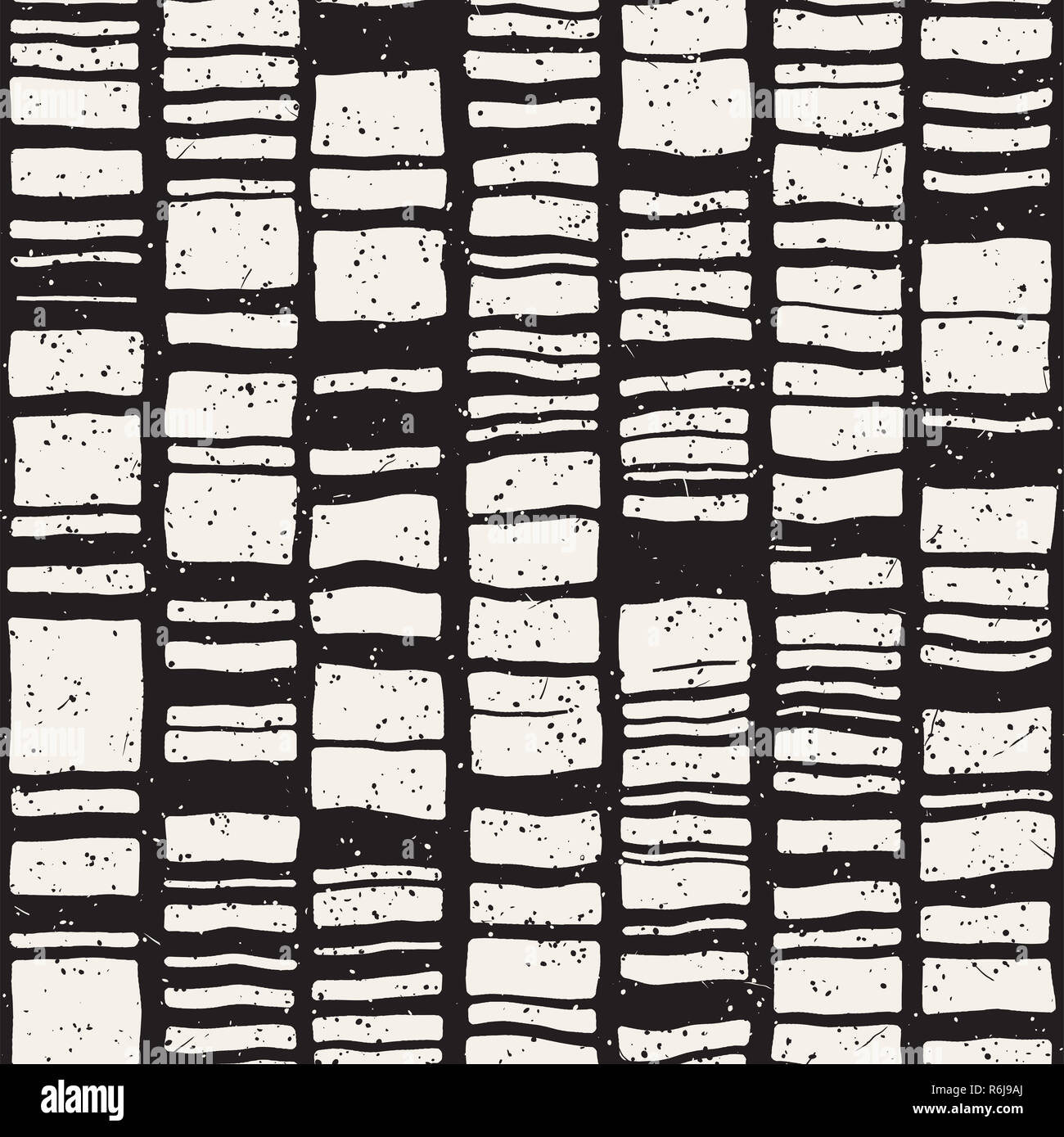 Vector seamless freehand pattern. Doodle monochrome print hand drawn ...