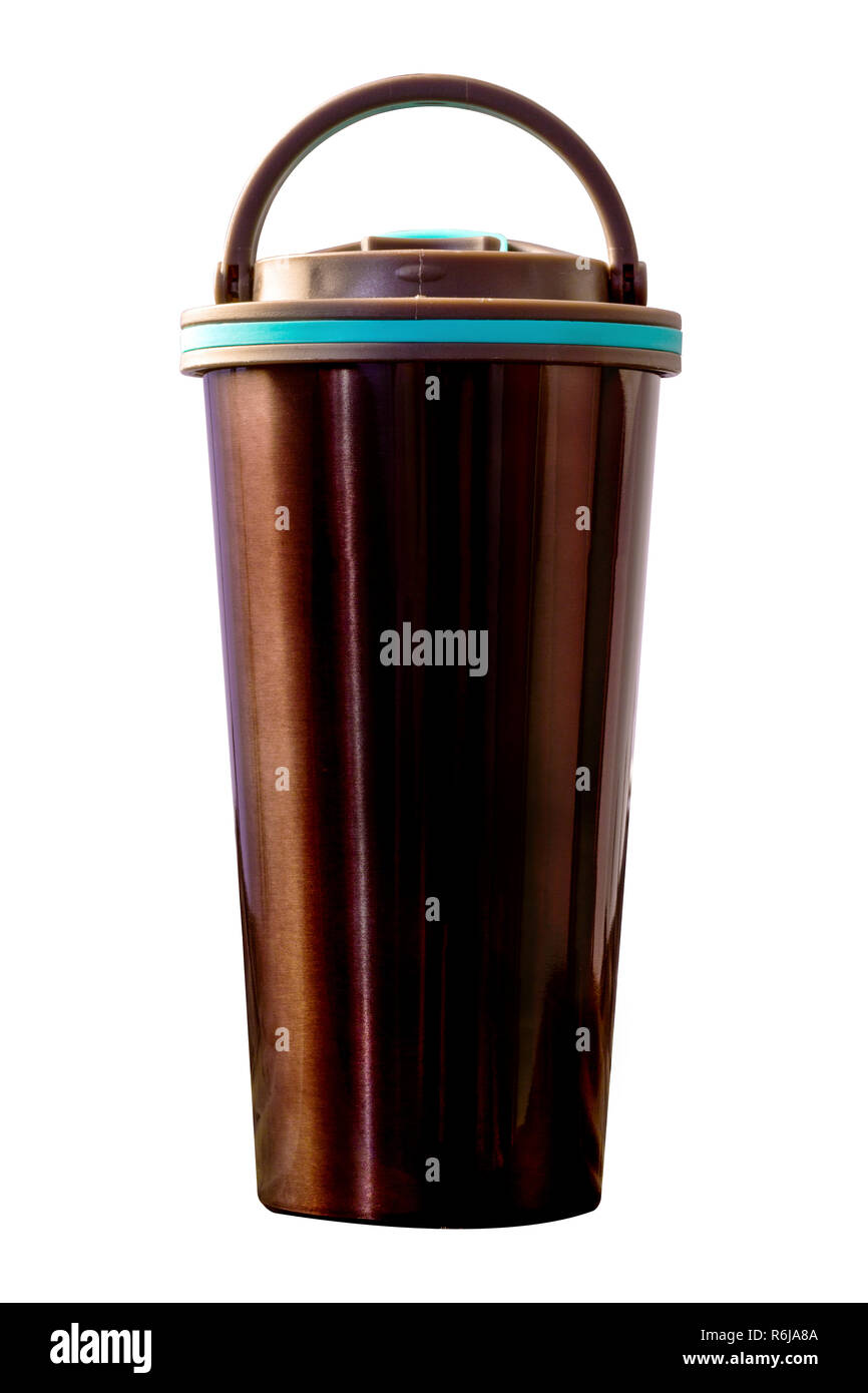brown mug thermos isolated on white background Stock Photo
