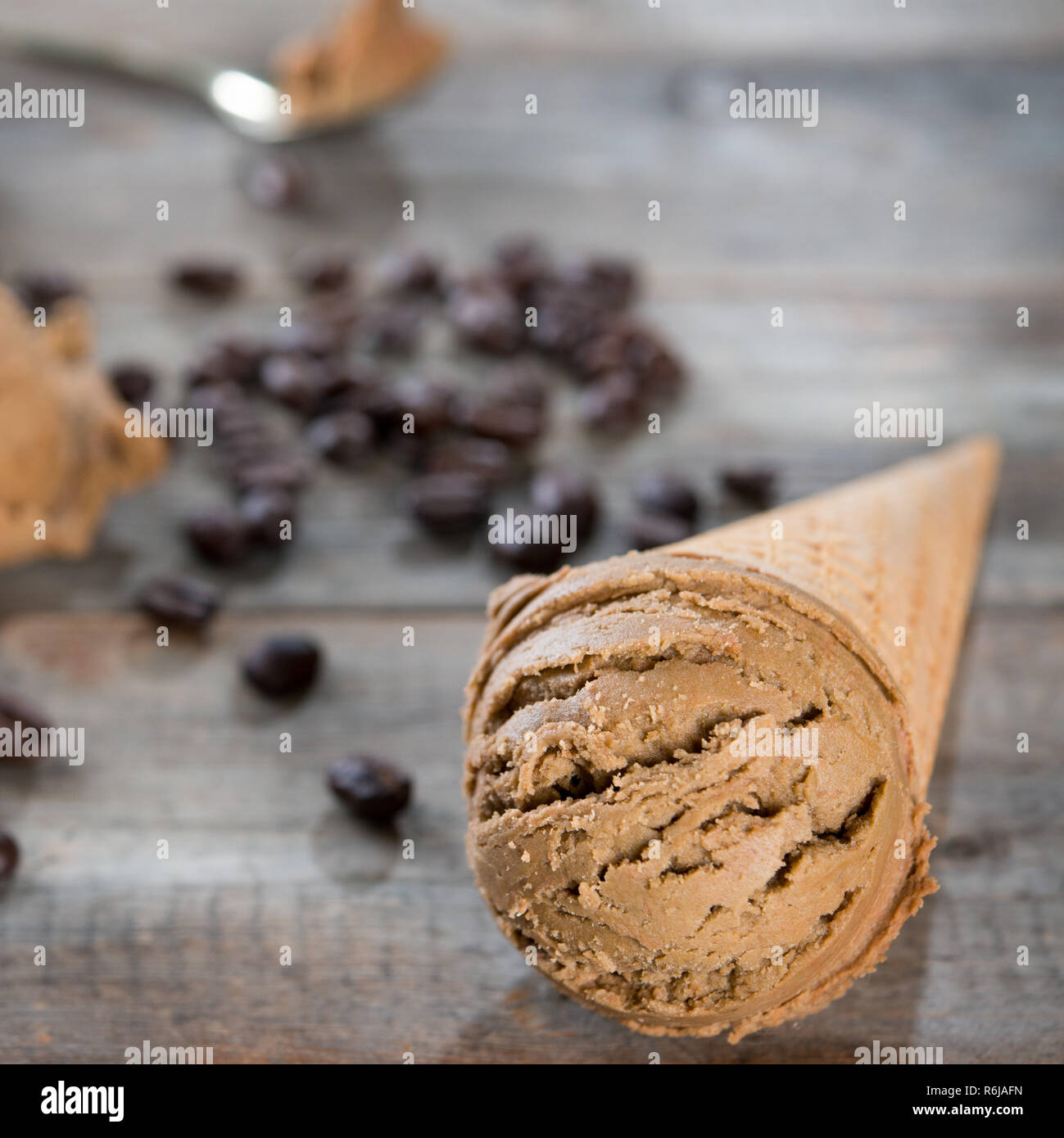 ice cream and coffee beans Stock Photo Alamy