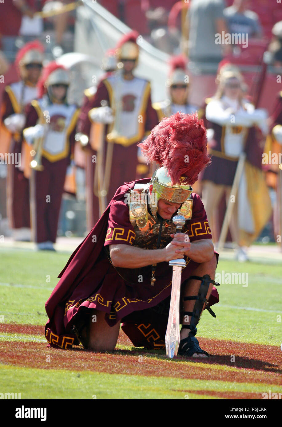 October 27, 2018 USC Tommy Trojan in action during the football game between the USC Trojans and the Arizona State Sun Devils at the Los Angeles Coliseum in Los Angeles, California. Charles Baus/CSM Stock Photo