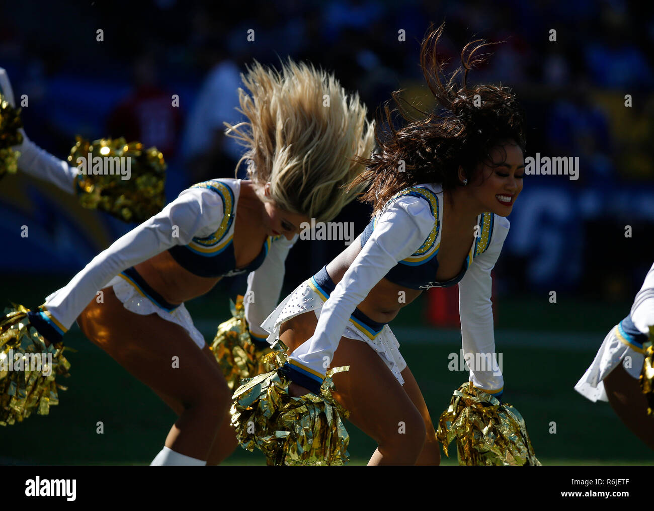 September 30, 2018 Los Angeles Chargers cheerleaders during the football game between the San Francisco 49ers and the Los Angeles Chargers at the StubHub Center in Carson, California. Charles Baus/CSM Stock Photo