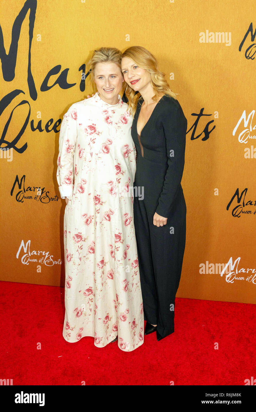 New York, USA. 4th Dec, 2018. Actresses Mamie Gummer and Claire Danes attend the New York premiere of 'Mary, Queen of Scots' at the Paris Theater in New York City on December 4, 2018. Credit: Jeremy Burke/Alamy Live News Stock Photo