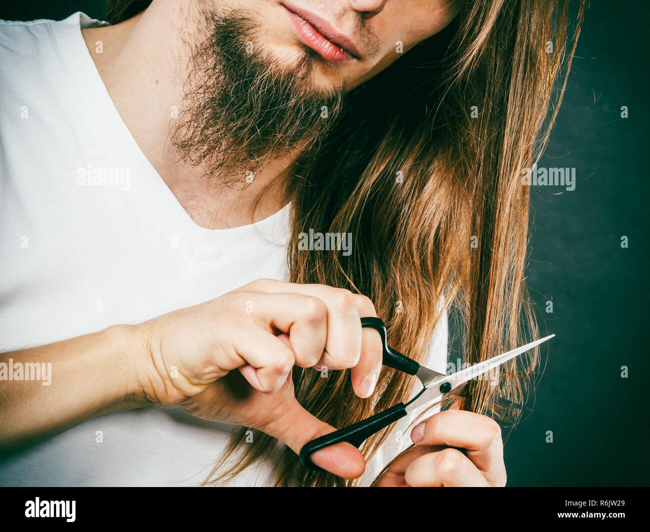 Change Of Look Barber And Hairdresser Male Hands With Scissors