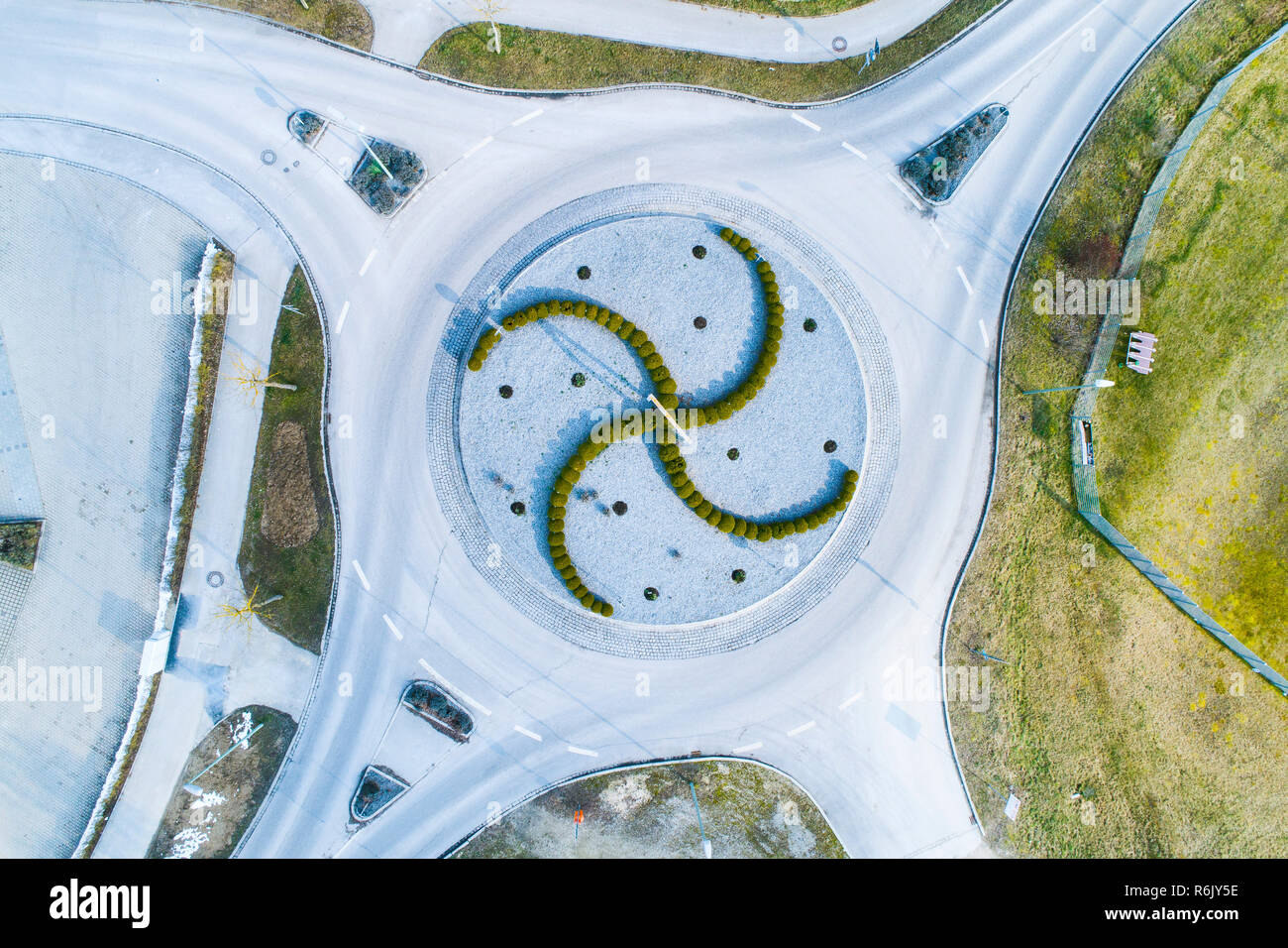 roundabout,aerial view,bavaria,germany Stock Photo