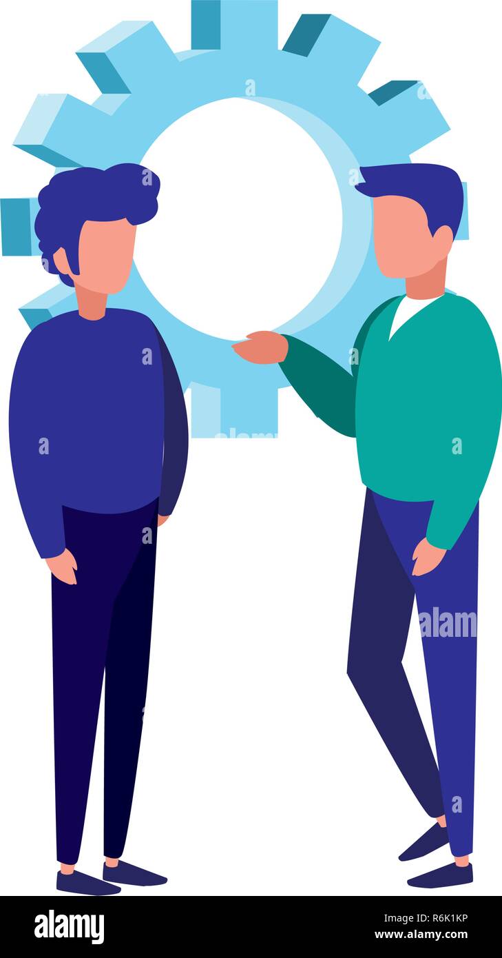 businessmen gear teamwork cooperation success vector illustration Stock ...