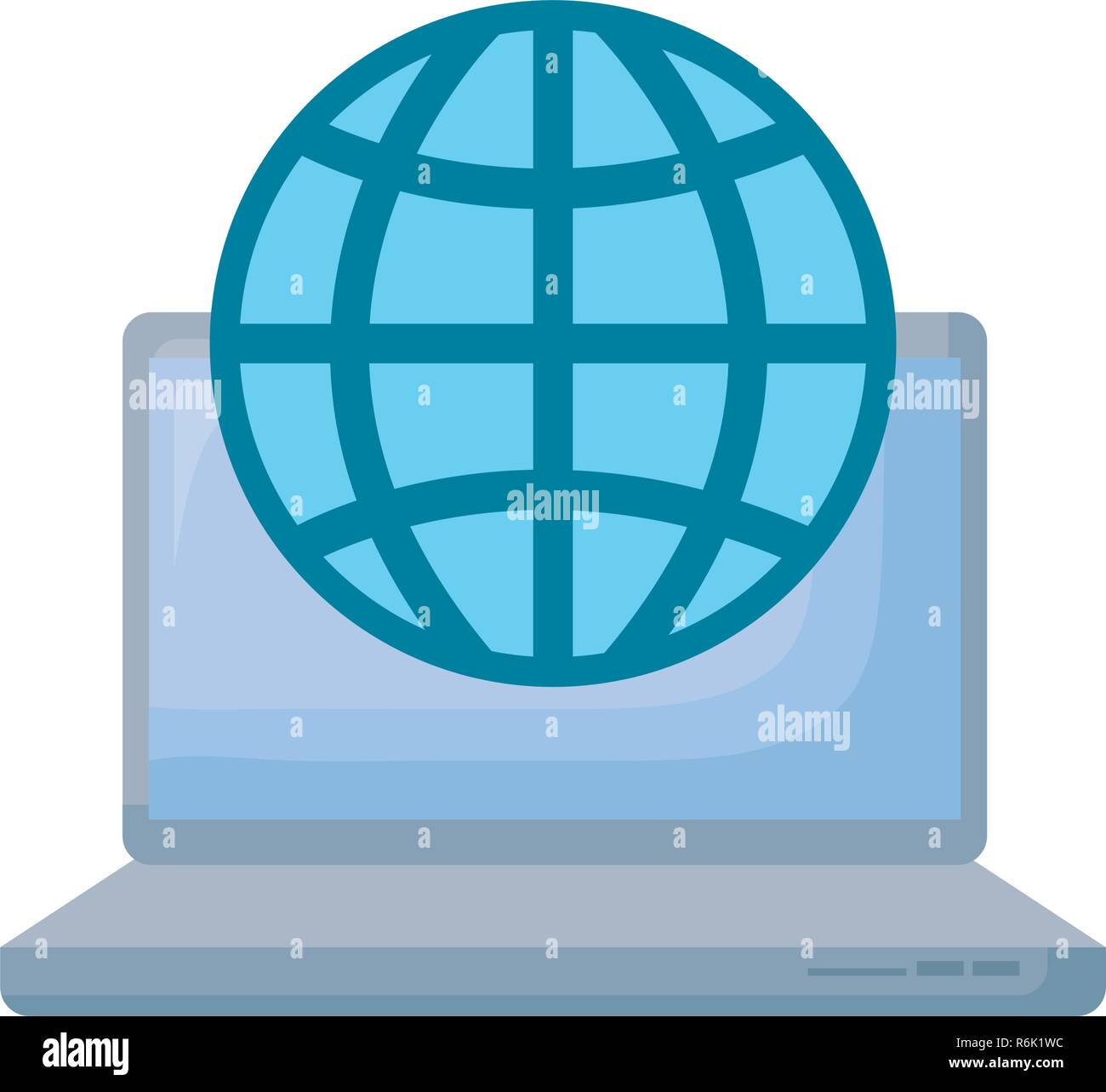 world connection laptop computer white background vector illustration