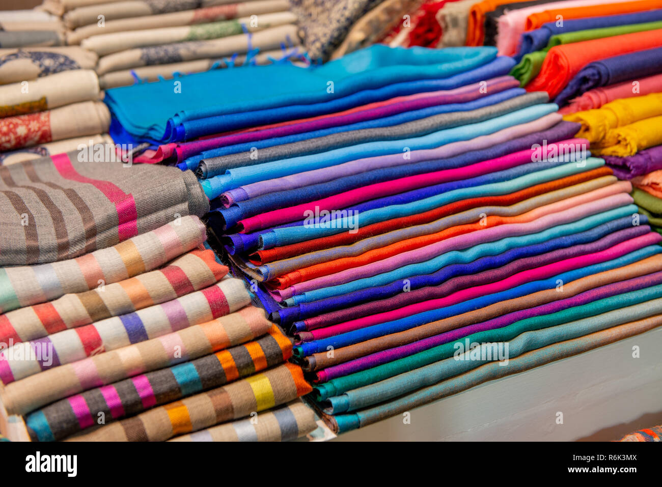fine fabrics on the market Stock Photo Alamy