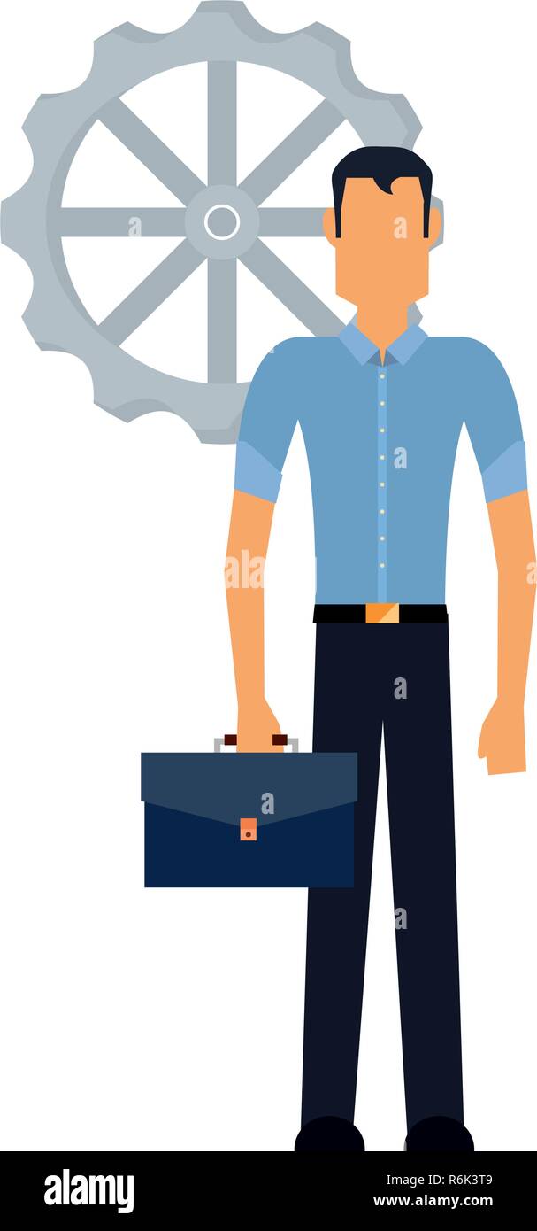 businessman with business briefcase and gear vector illustration Stock ...