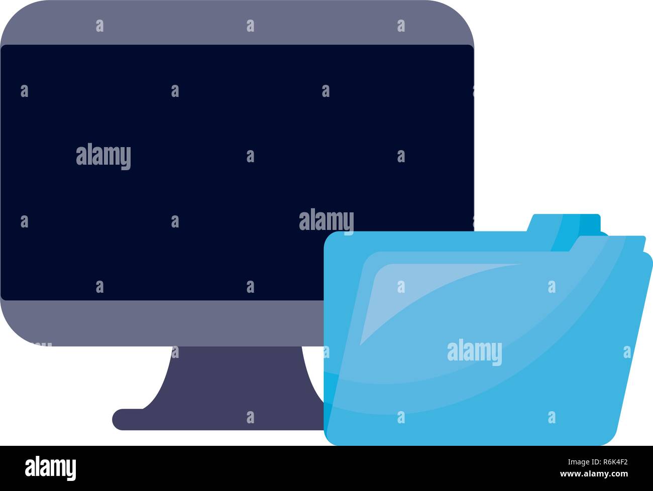 computer and folder on white background vector illustration Stock ...