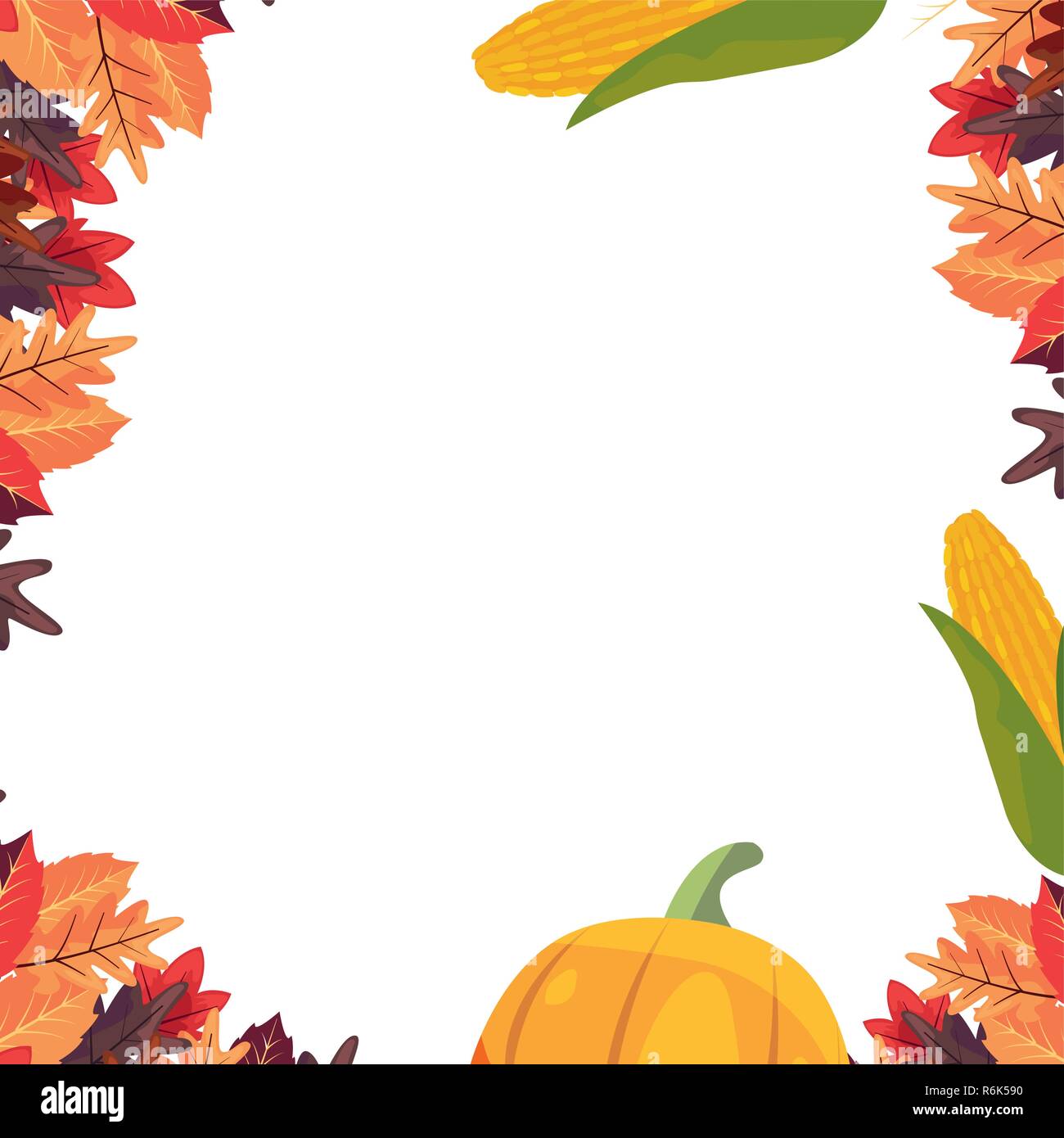 pumpkin corn autumn foliage thanksgiving celebrate vector illustration ...