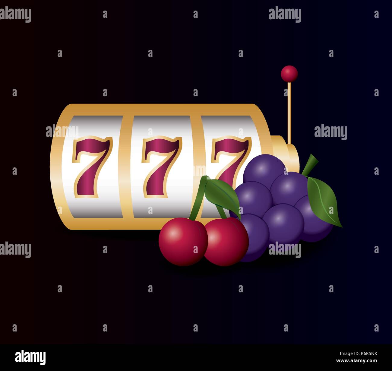 Slot Machine Grapes And Cherries Casino Gamble Vector Illustration Stock Vector Image Art Alamy