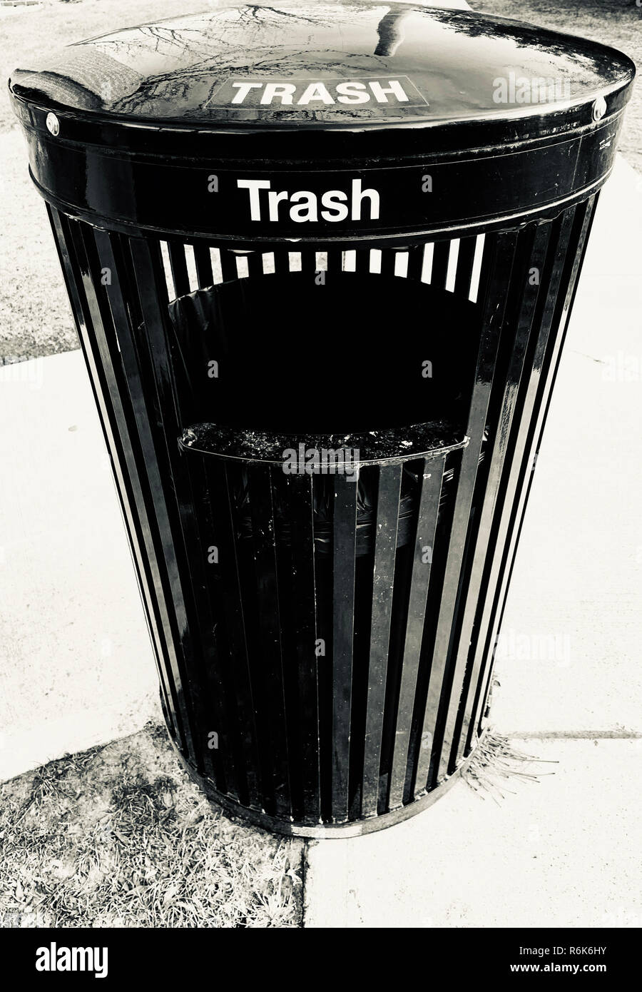 Artistic Black and White Trash Can Stock Photo