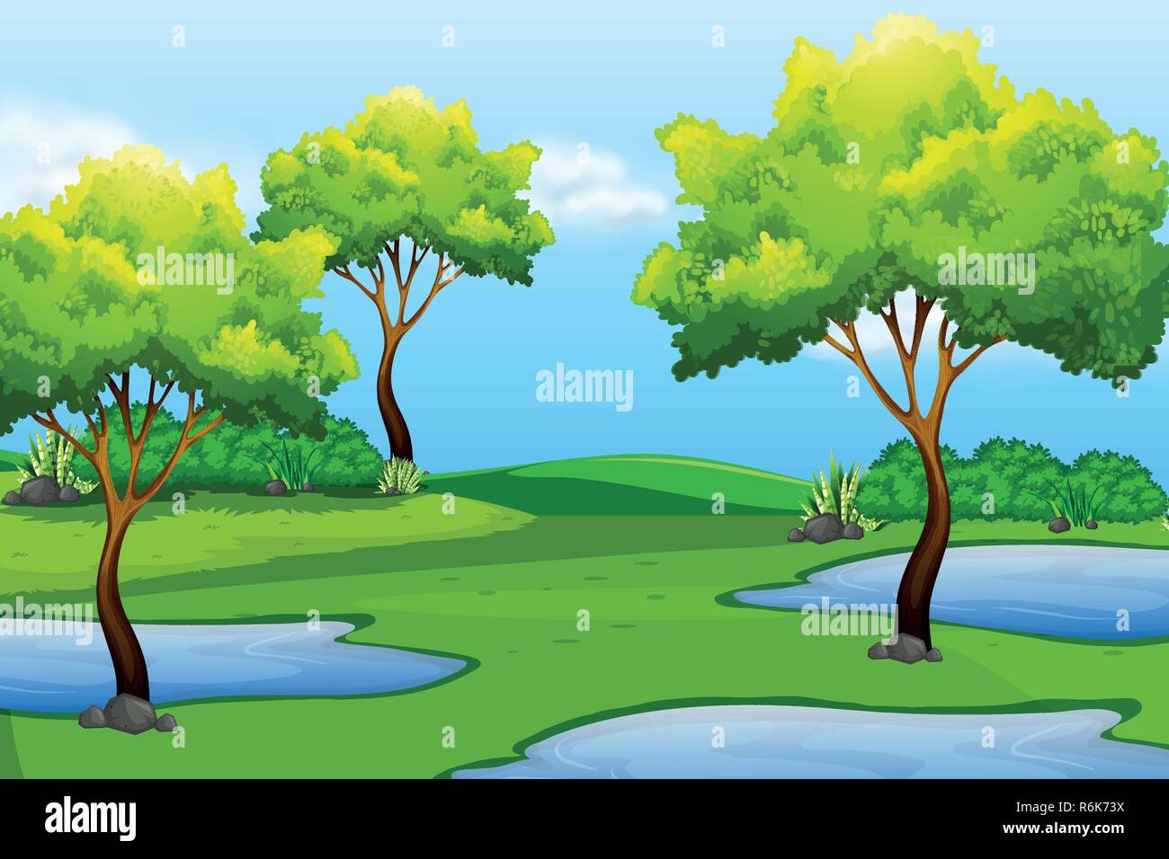 A green nature landscape illustration Stock Vector Image & Art - Alamy