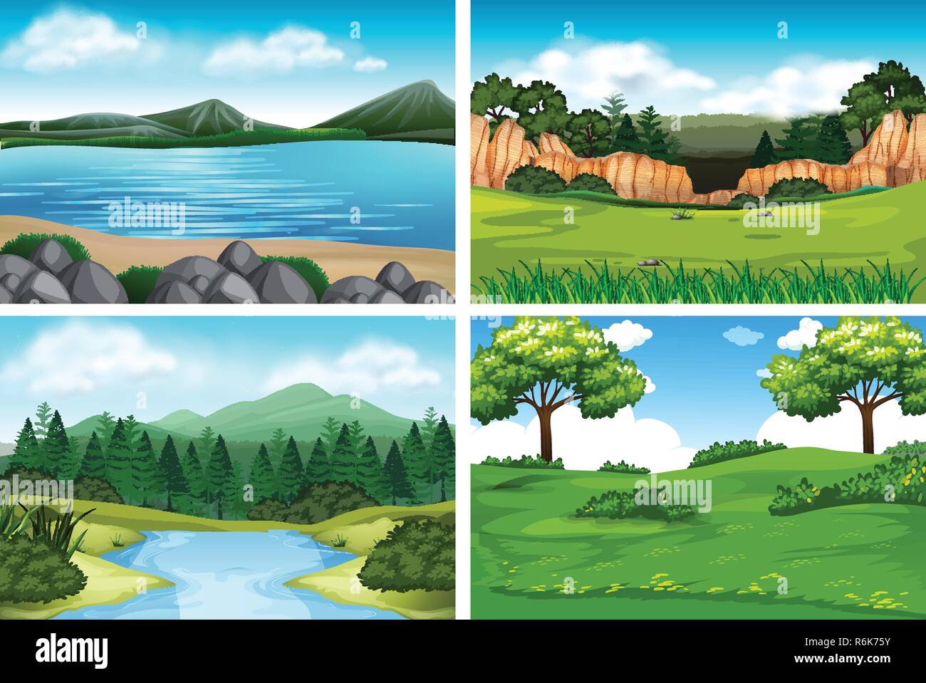 Set of nature landscape illustration Stock Vector Image & Art - Alamy