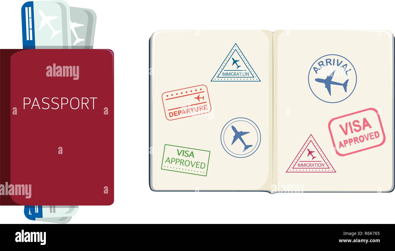 Passport and boarding pass illustration Stock Vector Image & Art - Alamy