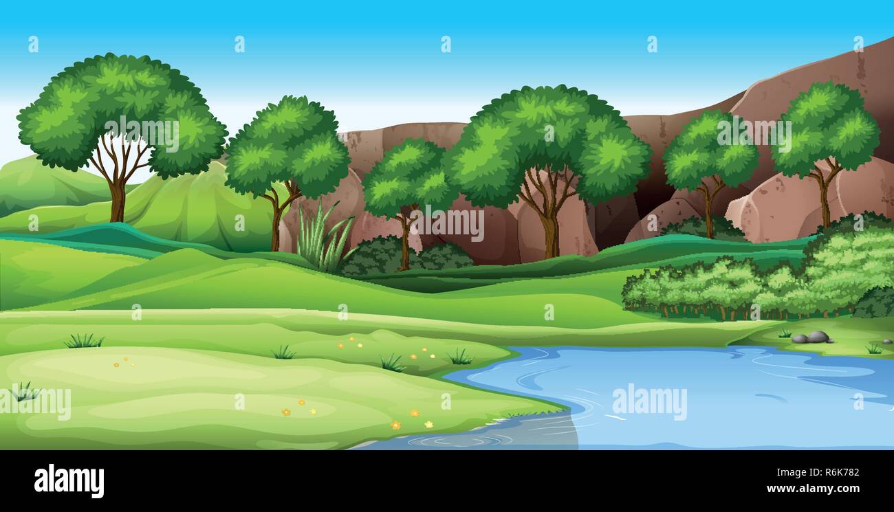 A nature green landscape illustration Stock Vector Image & Art - Alamy
