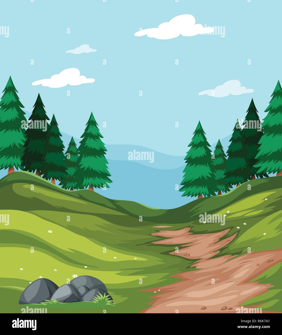 A green nature landscape illustration Stock Vector Image & Art - Alamy