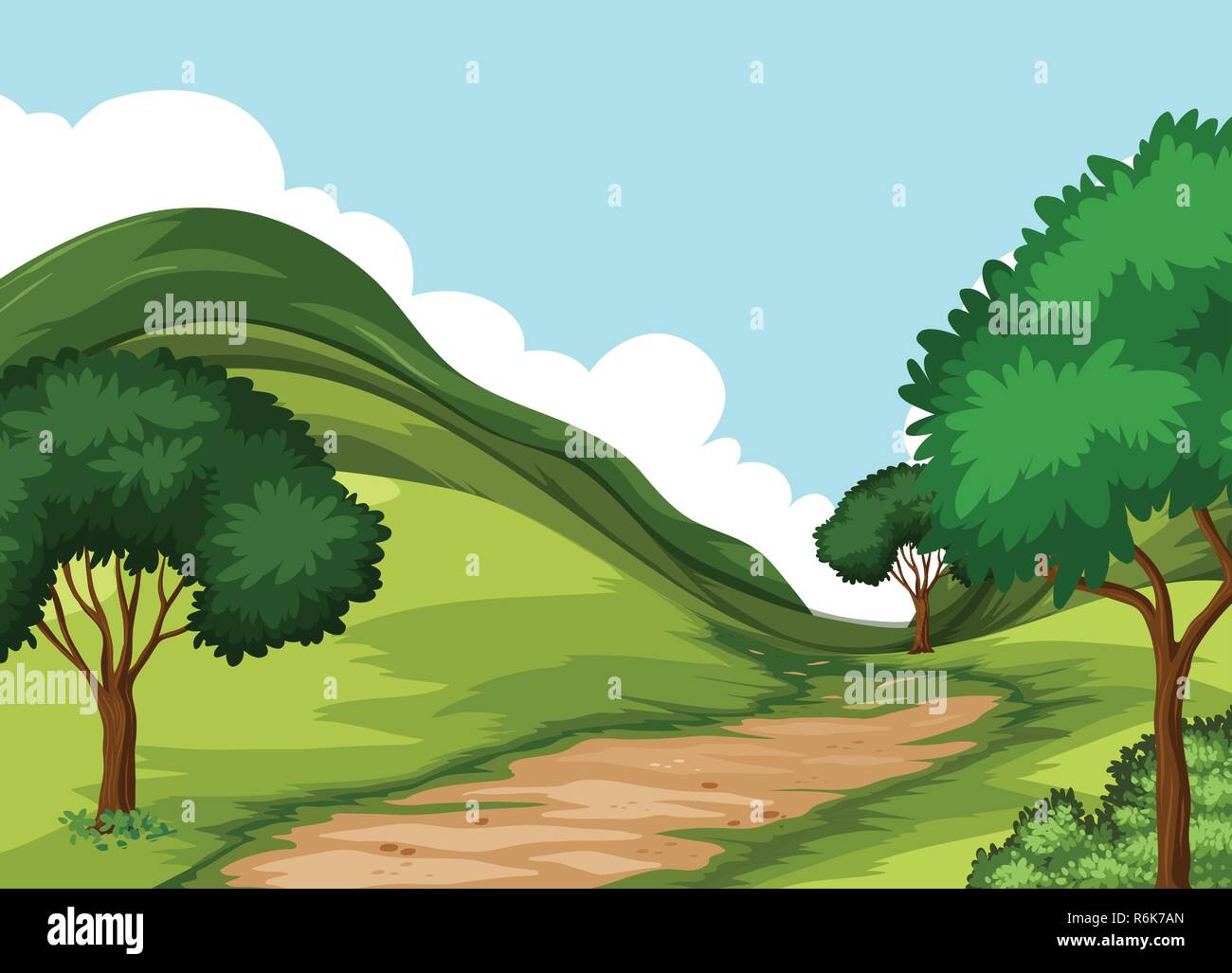 Beautiful green nature landscape illustration Stock Vector Image & Art ...