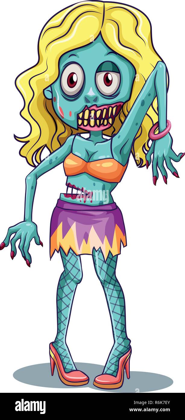 A female zombie on white background illustration Stock Vector Image
