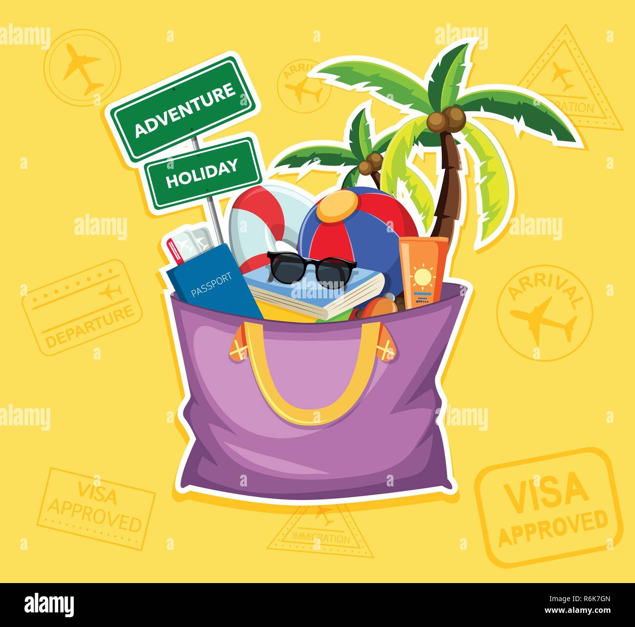 Summer beach element in bag illustration Stock Vector Image & Art - Alamy