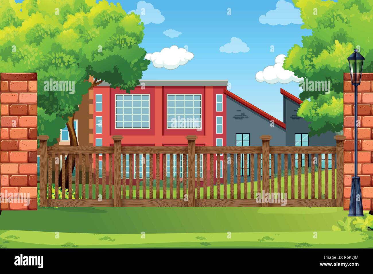Building in park scene illustration Stock Vector Image & Art - Alamy