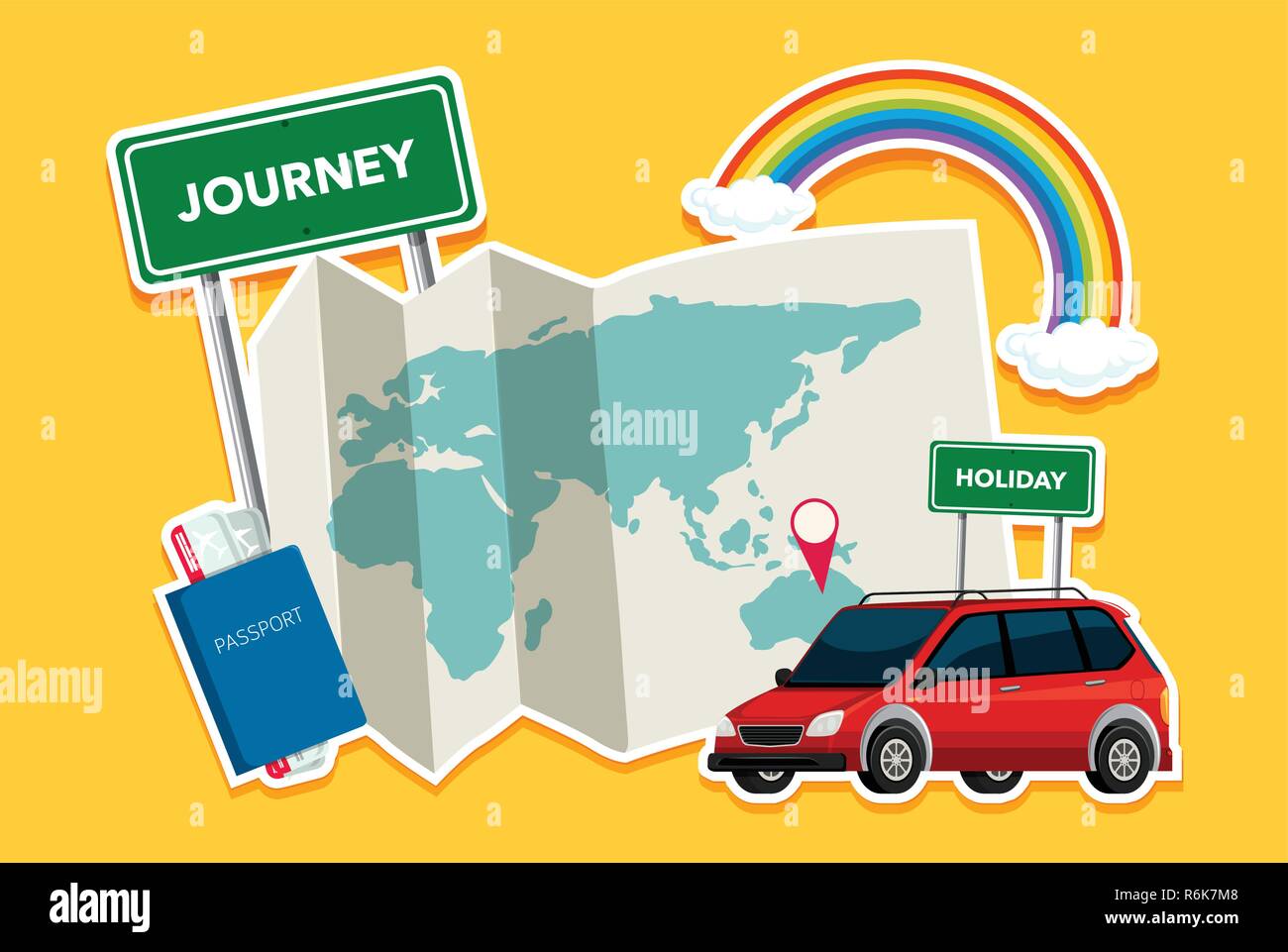 Travel element on yellow background illustration Stock Vector Image ...