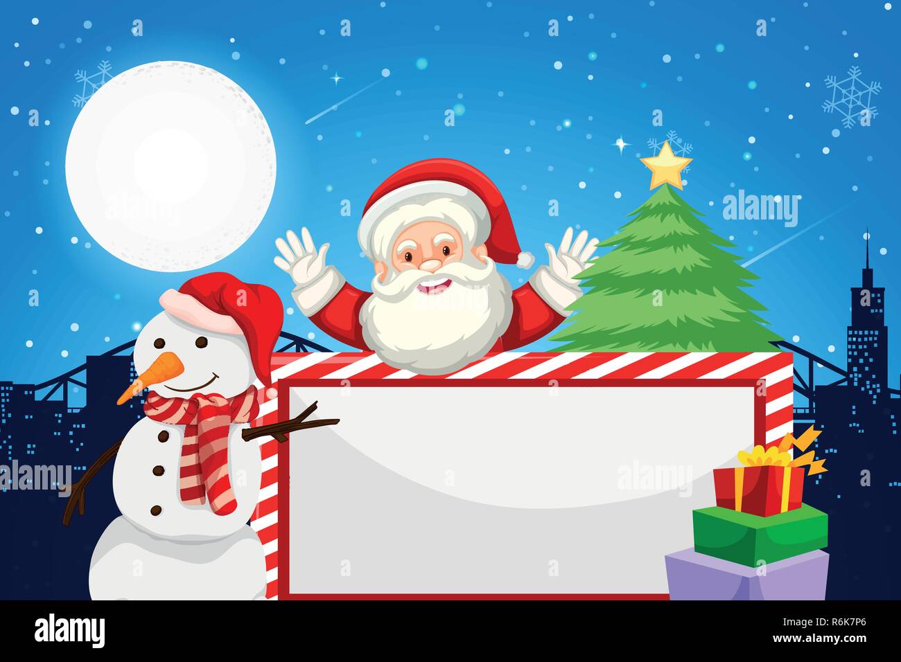 Santa and holiday themed blank frame illustration Stock Vector Image ...