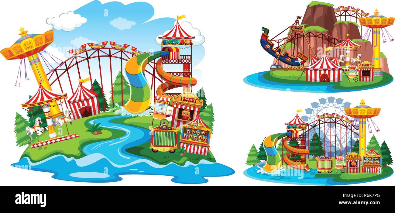 Set of isolated theme park illustration Stock Vector Image & Art - Alamy